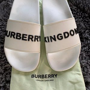 Burberry London Women's Sliders White Logo size 39 Eur AUTHENTIC!